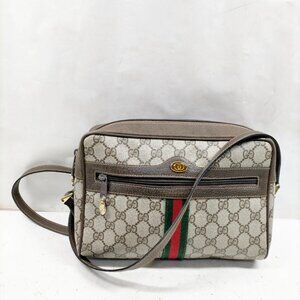 Authentic Gucci Vintage Sherry Line Brown PVC  Shoulder Bag mn287-030326